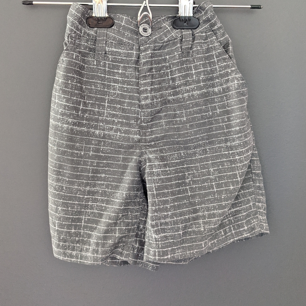 Machine brand grey striped board shorts